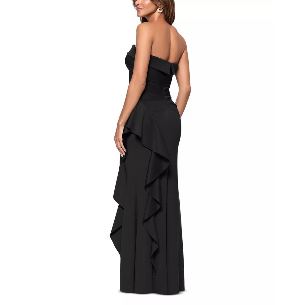 Aqua Women's Scuba Strapless Gown Dress Lined Bandeau Neck Black Size 6 NWT - Picture 3 of 12